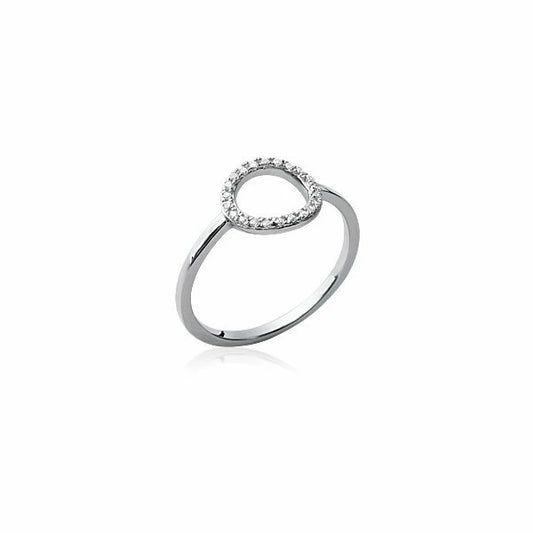 Bague femme minimaliste cercle ajouré zirconium en Argent 925 rhodié
