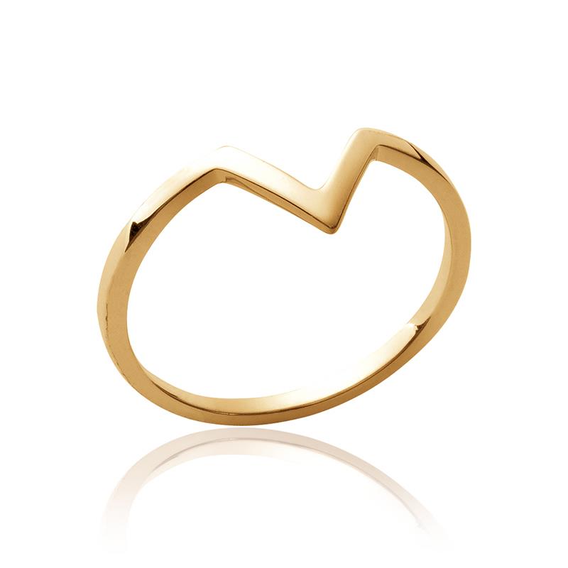 Bague motif V plaqué or 750/000