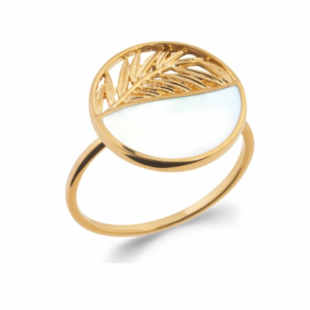 bague nacre avec motif végétal