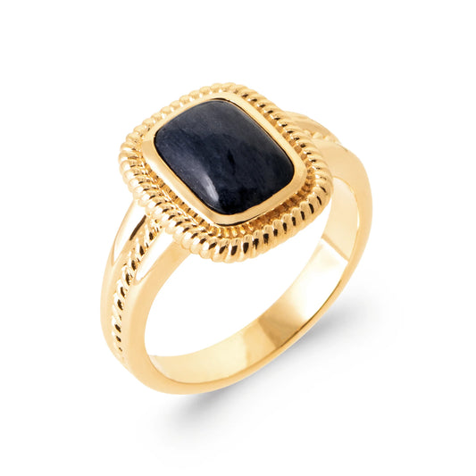 Bague pierre aventurine rectangulaire bleue