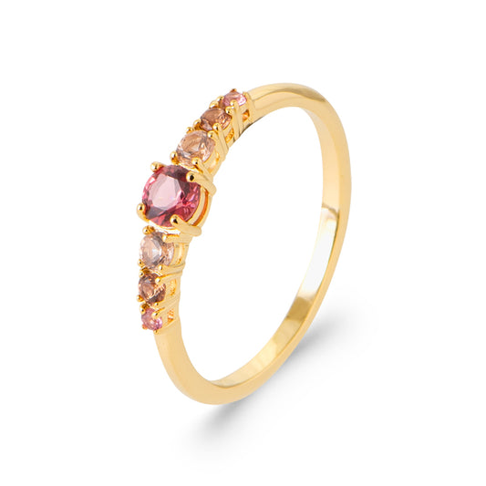Bague plaqué or 18K à zirconium rose et champagne