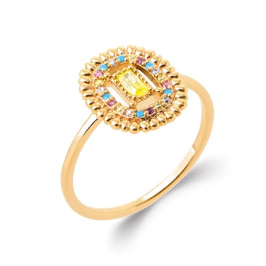 Bague Pierres Colorées Plaqué or