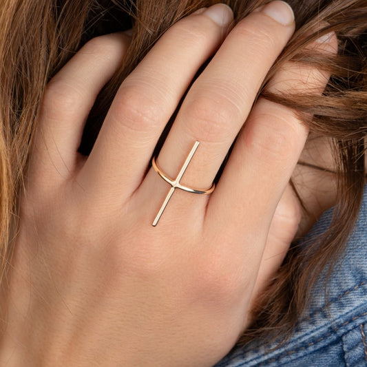 Bague minimaliste barre plaqué or 750/000