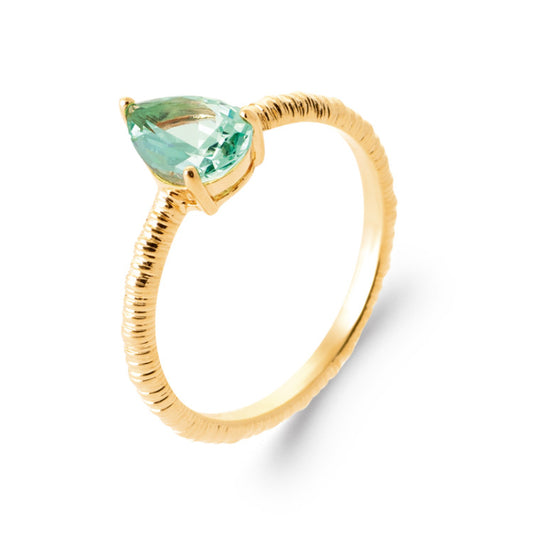 Bague solitaire oxyde de zirconium bleu vert
