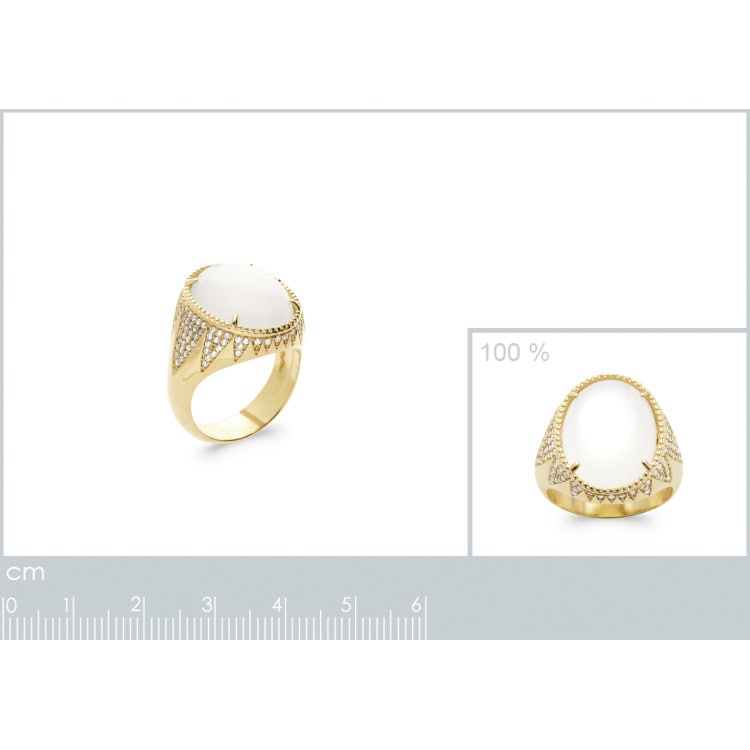 Bague pierre de lune ovale plaqué or OZ