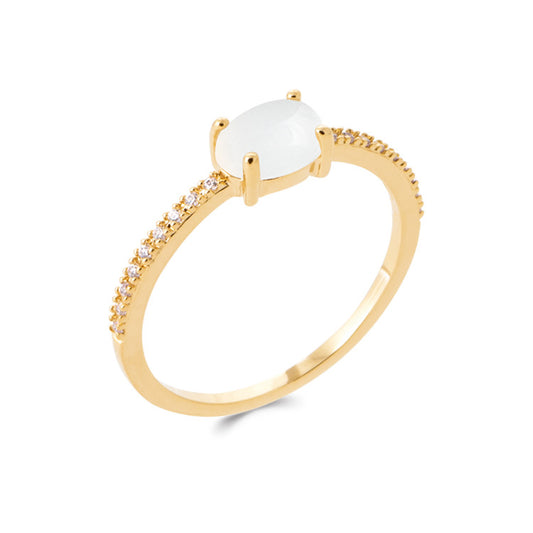 Bague solitaire pierre véritable bords OZ