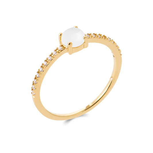 Bague solitaire pierre ronde véritable bords OZ