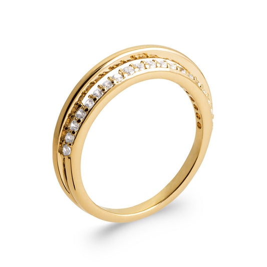 Bague Alliance Plaqué or surélevée oxyde de zirconium