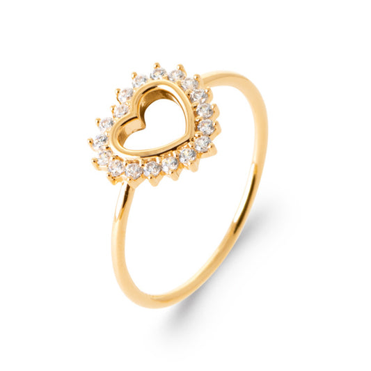 bague motif coeur ajouré et oz plaqué or