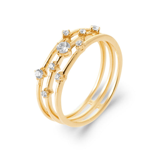 Bague multi-rang oxydes plaqué or
