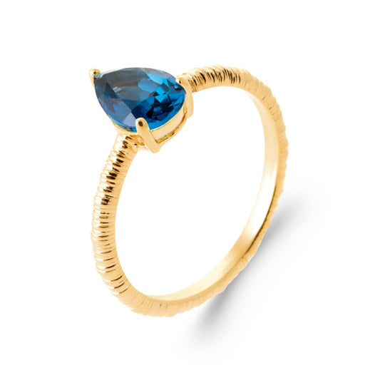 Bague solitaire et oxyde bleu