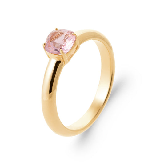Bague solitaire pierre synthétique rose