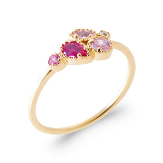 Bague pierres rose et fuchsia