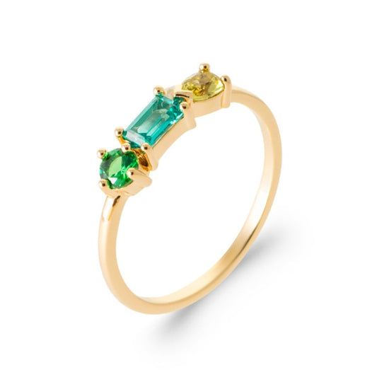 Bague trio pierres vertes
