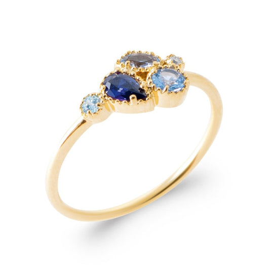 Bague pierres bleues plaqué or 18 carats