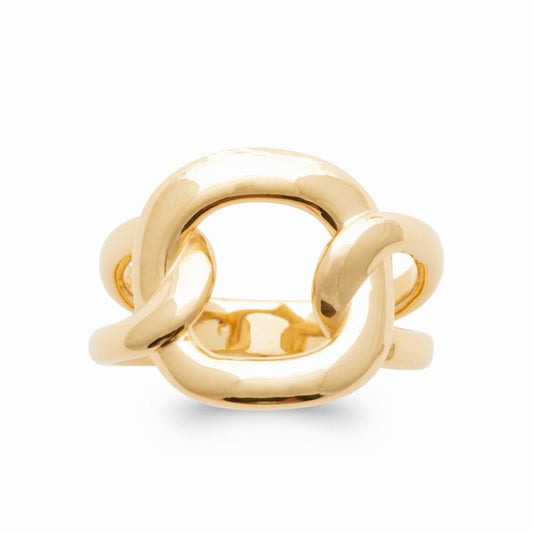 Bague gros maillon carré plaqué or