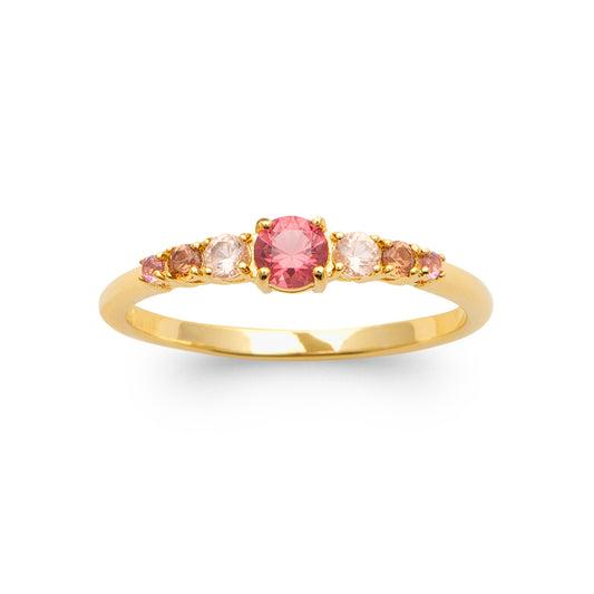 Bague plaqué or 18K à zirconium rose et champagne