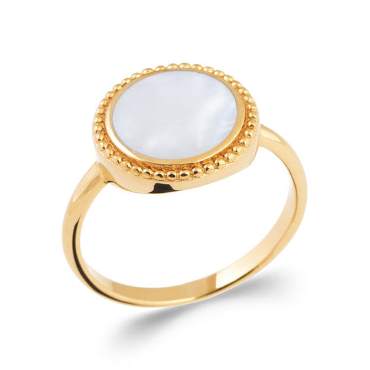 bague nacre ronde blanche