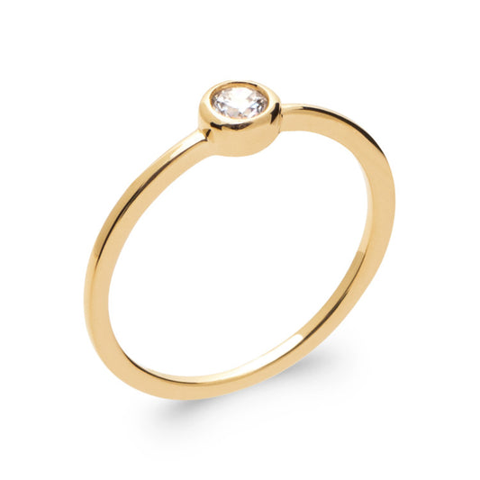 Bague Solitaire serti clos plaqué Or anneau fin élégant
