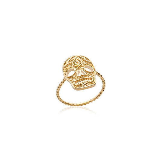 Bague tête de mort plaqué or 18 carats