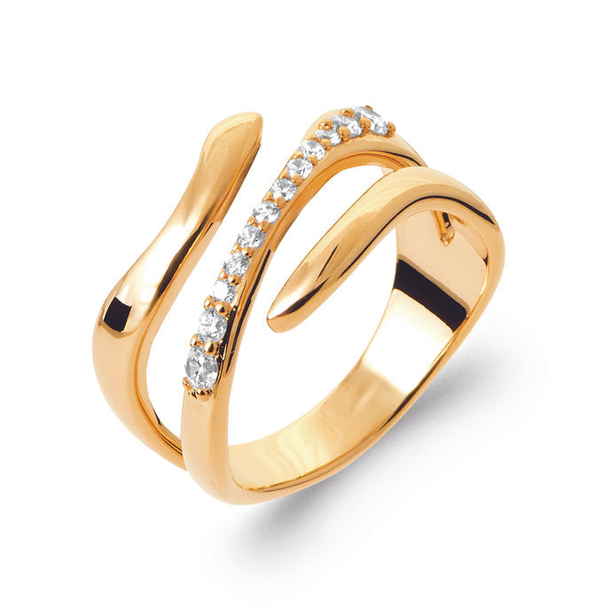 Bague bicolore plaqué or et zirconiums