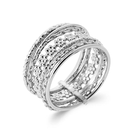 Bague semainier argent rhodié 7 anneaux