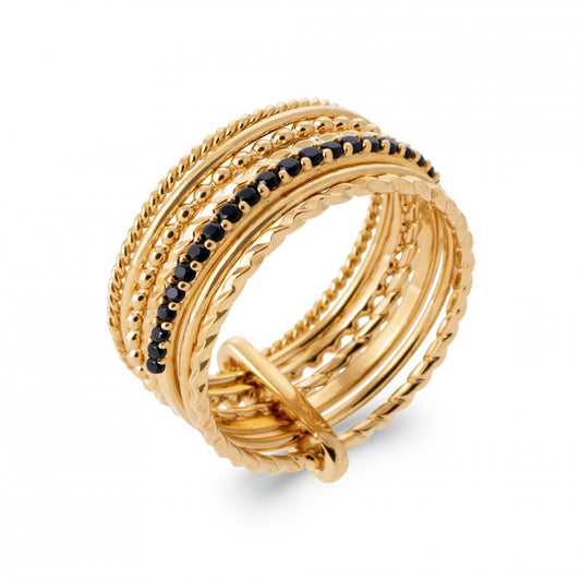 bague-semainier-femme-7-anneaux-plaque-or-pierre-noire
