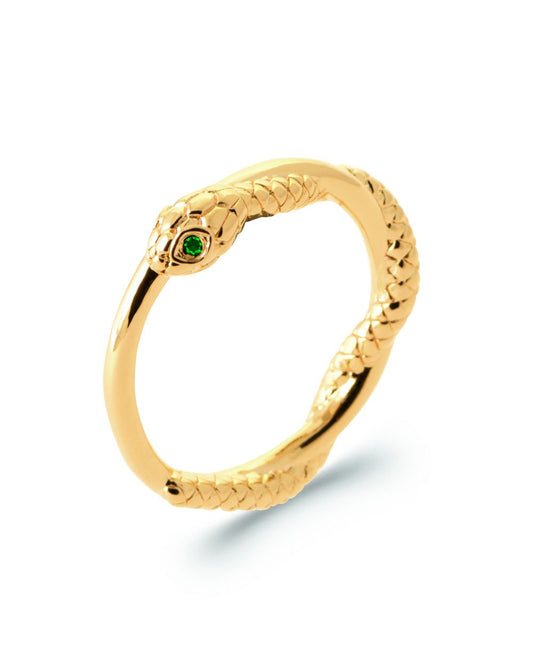 Bague serpent yeux verts