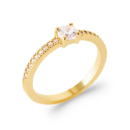 Bague solitaire contour OZ blanc Plaqué or