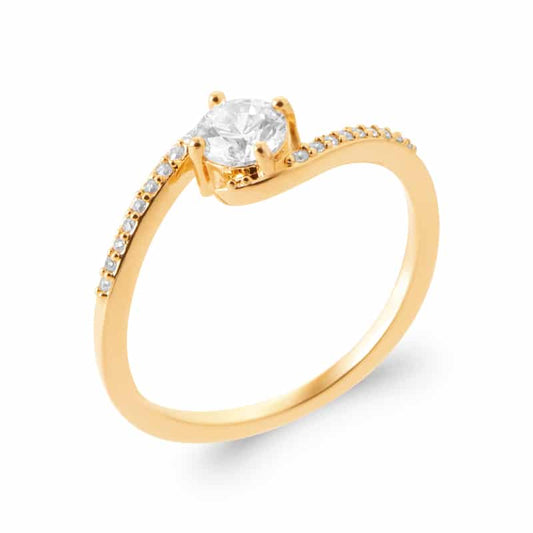 Bague solitaire avec bords zirconiums sertis