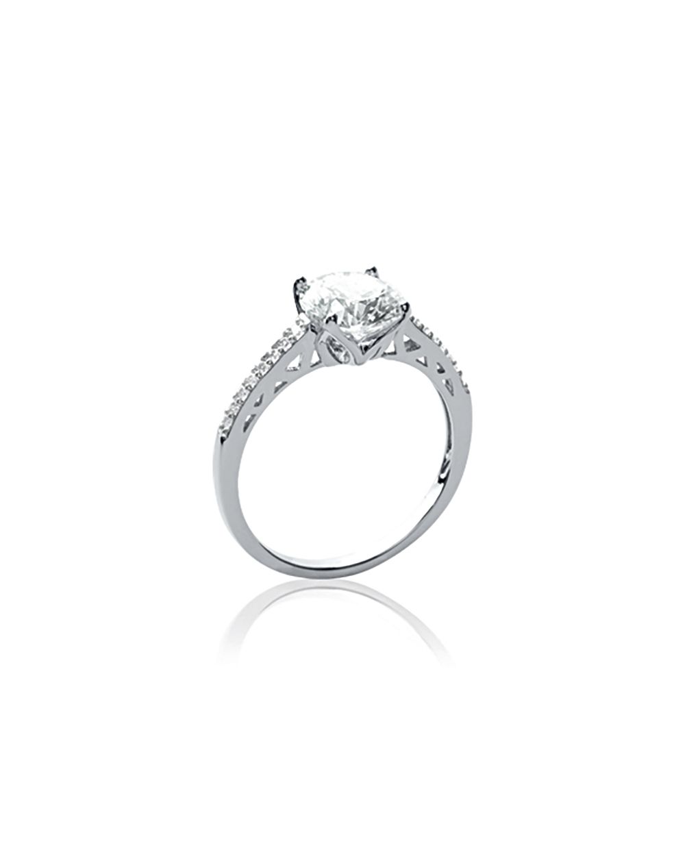 Bague solitaire 7mm en argent 925/000 rhodié et oxyde de zirconium