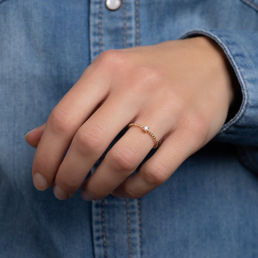 Bague minimaliste solitaire Plaqué or boules