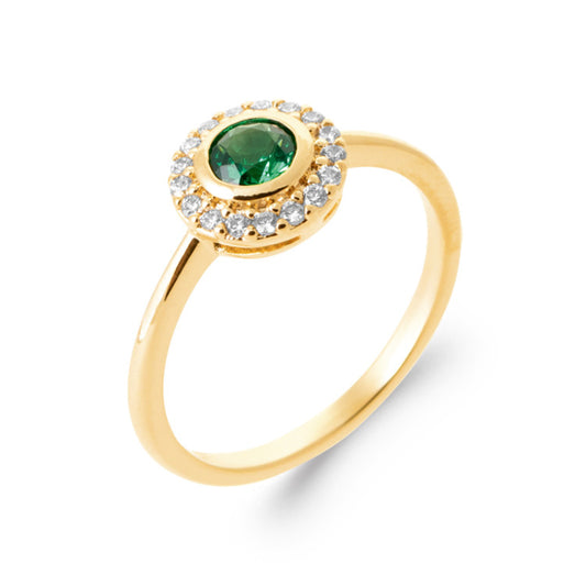Bague solitaire plaqué or pierre synthétique et OZ blanc