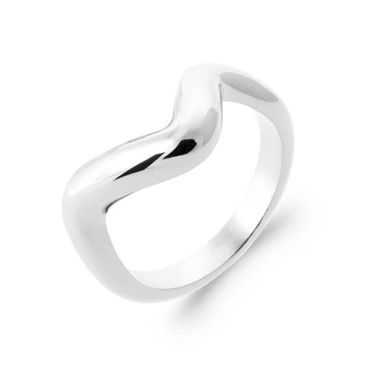 Bague élégante vague argent rhodié