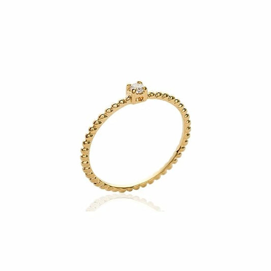 Bague minimaliste solitaire Plaqué or boules