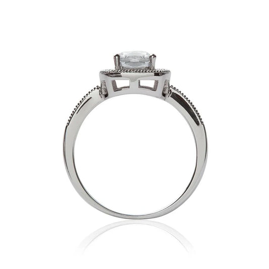 Bague en argent rhodié bords sertis d'oxydes de zirconium blancs