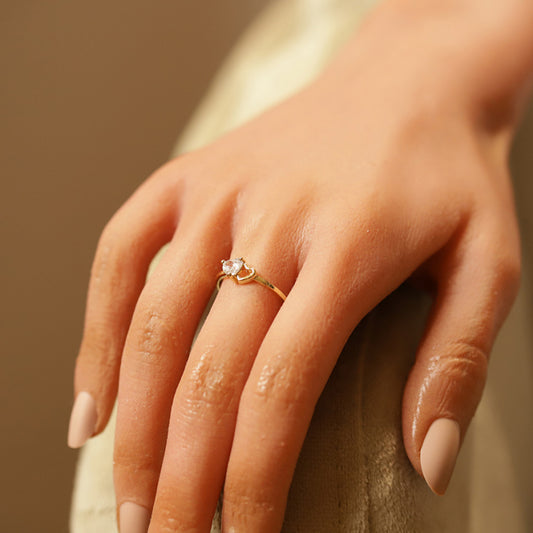 Bague coeur saint-valentin enlacés