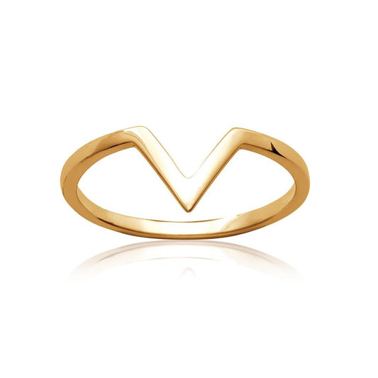 Bague motif V plaqué or 750/000
