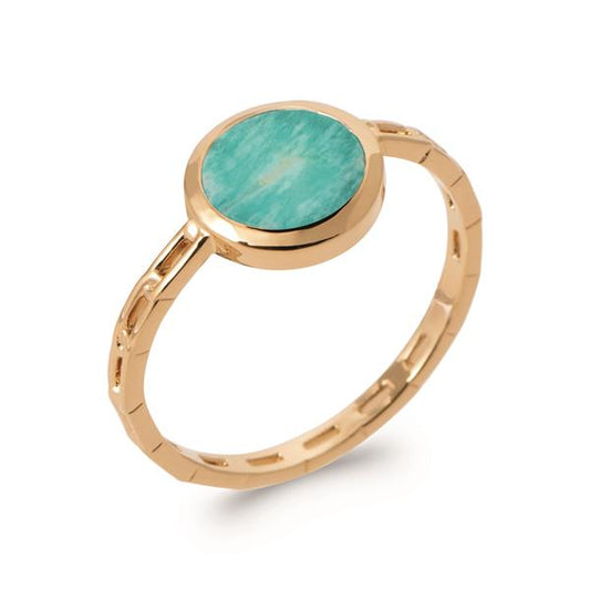 bague amazonite contour chaine plaqué or