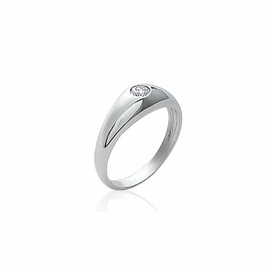 Bague chevalière femme argent rhodié avec OZ