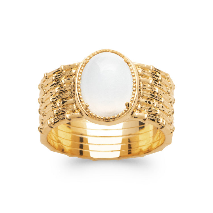 Bague pierre de lune centrale