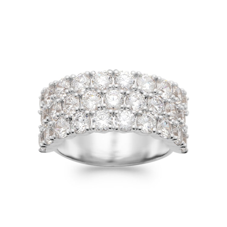 Bague 3 rangs oxydes de zirconium