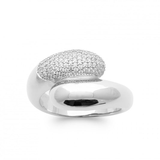 Bague argent rhodié pavée d'oxydes de zirconium