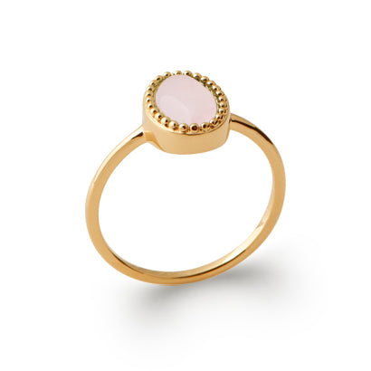 Bague surmontée d'un quartz rose