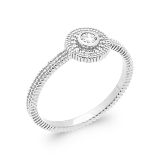 Bague avec oxyde central et contour oz