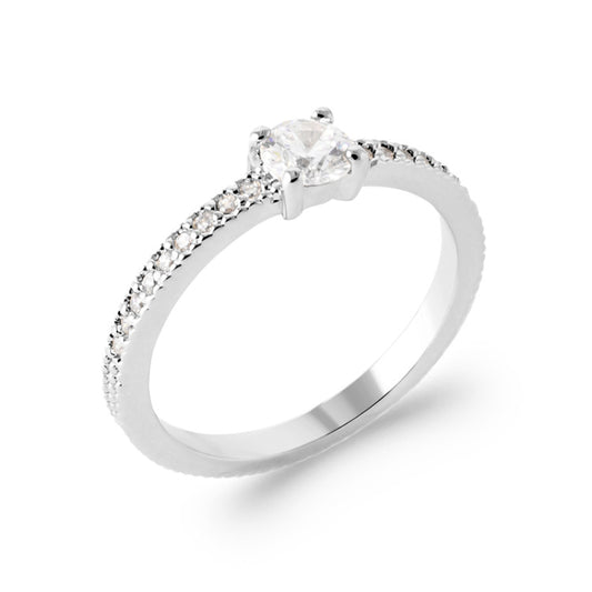 Bague solitaire contour OZ blanc Argent 925 rhodié