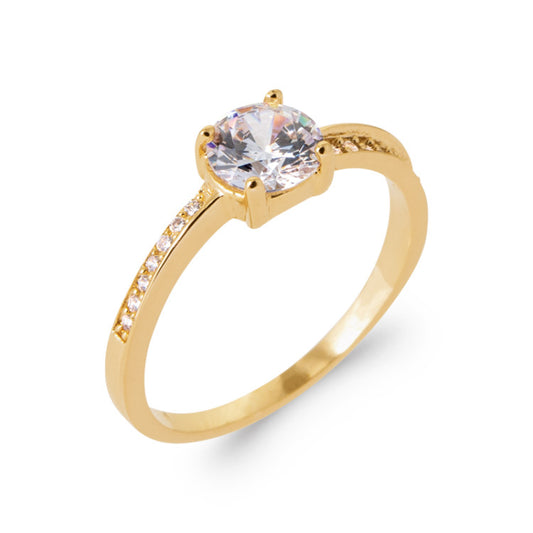 Bague solitaire bords OZ blanc Plaqué Or design