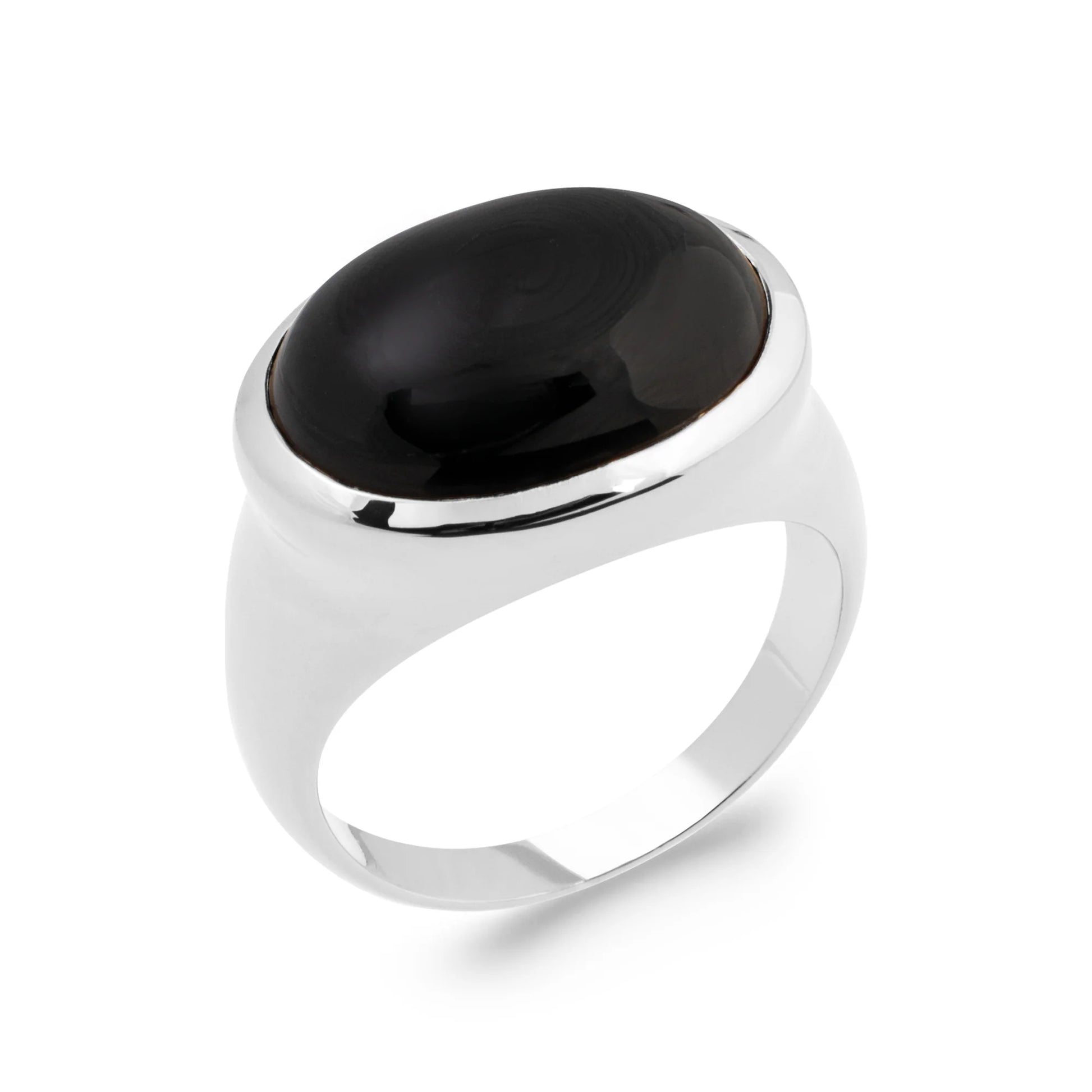 grosse bague avec pierre agate noire